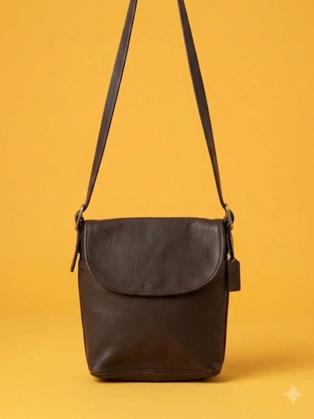12 x 12.    Coach Dark Brown Leather Crossbody Bag